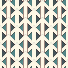 Blue print with interlocking arrows. Contemporary background with pointers. Colorful geometric seamless pattern