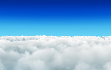 Above fluffy White Clouds Background