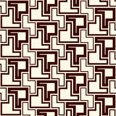 Seamless pattern with simple geometric ornament. Repeated creative puzzle mosaic background. Modern surface texture