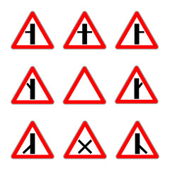 Road priority signs. Junction secondary road vector.