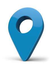 Blue Map Pointer on White Background