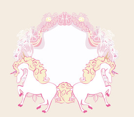 Fototapeta na wymiar Fairytale frame with unicorns