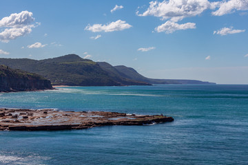 Scenic ocean coastline along Grand Pacific Drive near Sydney, Australia