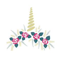 Unicorn's corn and roses. Vector illustration