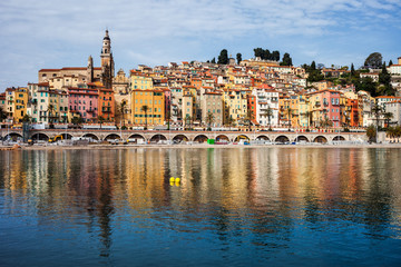 Menton Old Town On French Riviera In France