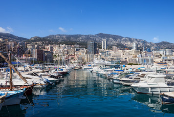 Fototapeta na wymiar Monaco Monte Carlo Cityscape From Port Hercule
