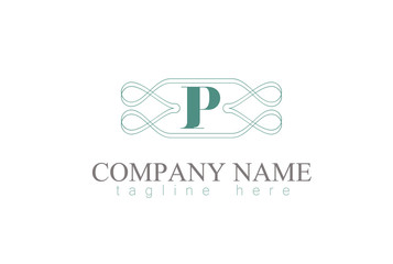 Vector Letter P Decorative Ornament Frame Design.
