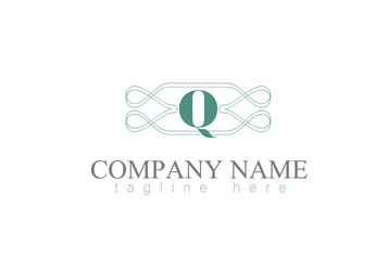 Vector Letter Q Decorative Ornament Frame Design.
