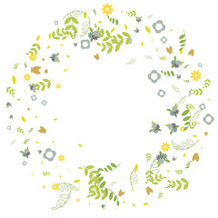 Floral Spring and Summer Vector Wallpaper with Flowers, Leaves, Butterflies, Green Branches. Easter, Mother's Day, 8 March, Birthday, Wedding Background for Banners, Cards, Posters, Invitations.