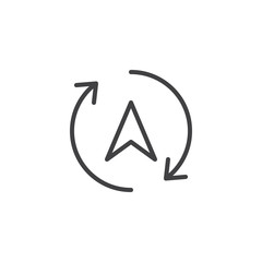 Rotation arrows and navigation cursor outline icon. linear style sign for mobile concept and web design. Update direction simple line vector icon. Symbol, logo illustration. Pixel perfect vector