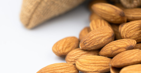 Almonds group on white background