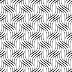 Vector seamless texture. Modern geometric background. Monochrome repeating pattern with interwoven stripes.