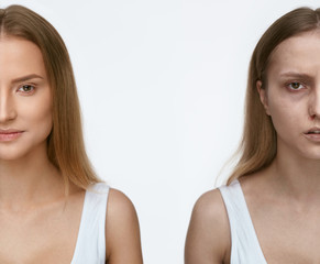 Violence. Woman Face With Wounds