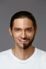 Obraz premium Przystojny mężczyzna pół twarzy ogolony