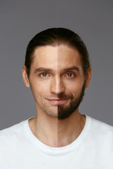 Obraz premium Handsome Man Half Face Shaved