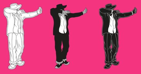 dancing man makes a dab gesture