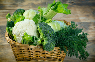 Healthy, fresh, vegetarian food in wicker basket - healthy eating (diet)