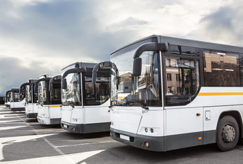 Fototapeta na wymiar tourist buses on parking