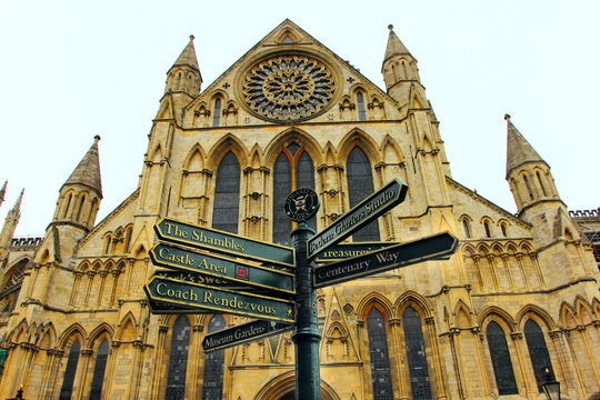 York Minster - Gothic Cathedral Ond Signpost