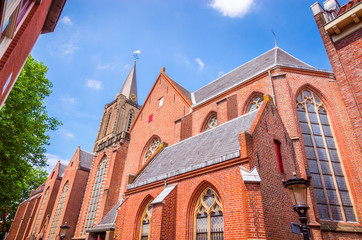 Obraz premium Traditional old street and buildings in Utrecht, Netherlands.