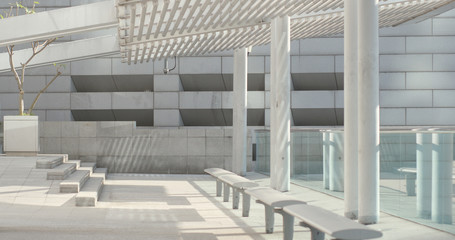 Obraz premium Business district outside office with sunlight