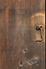 Old Wooden Door With Handle. Close-Up