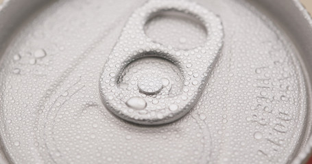 Beer can and water droplet