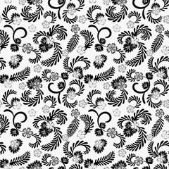 A simple floral pattern, convenient for editing and repainting. Graceful floral gray pattern on a white background. Vector.