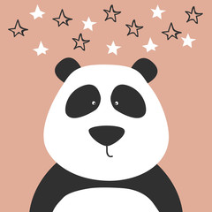 Baby shower card with cute panda.Vector illustration.