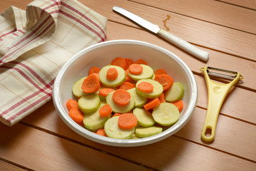 sliced carrots and zucchini