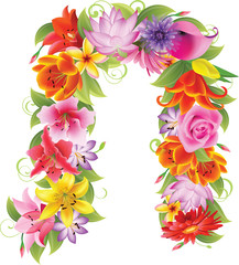 Beautiful flower letter, 13th in The Russian alphabet