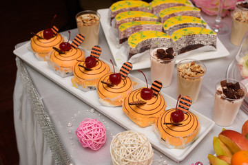 Dessert table for a party with food decoration