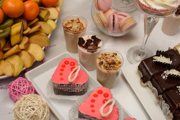 Dessert table for a party with food decoration