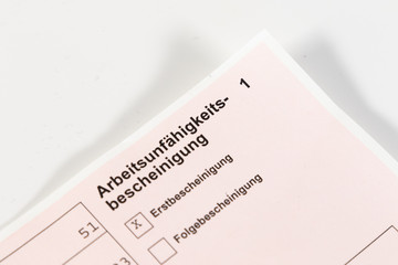 Arbeitsunfähigkeitsbescheinigung