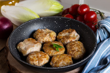 Preparing of homemade cutlets from minced