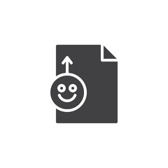 Rating file format vector icon. filled flat sign for mobile concept and web design. Emoticon upload arrow simple solid icon. Symbol, logo illustration. Pixel perfect vector graphics