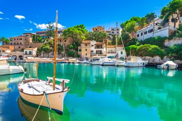 Schilderijen op glas Spanje Middellandse Zeekust, eiland Mallorca, baai Cala Figuera, Santanyi © vulcanus