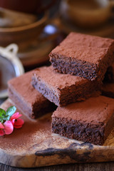 Traditional English dessert: chocolate brownies