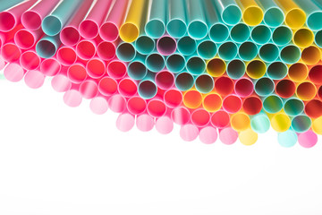 Multicolored straws Isolated on white background