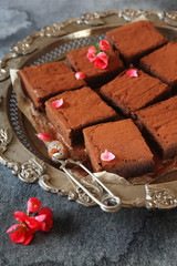 Traditional English dessert: chocolate brownies