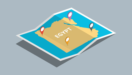 explore egypt maps with isometric style and pin location tag on top
