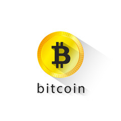 Bitcoin Crypto Currency with Yellow Coin, Vector, Illustration, Eps File