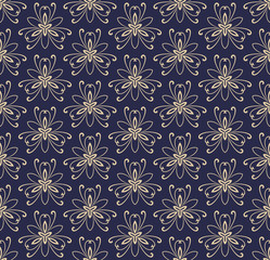 Floral golden ornament. Seamless abstract classic background with flowers. Pattern with repeating elements