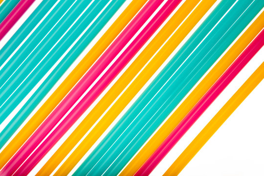 Texture background of colorful plastic straws