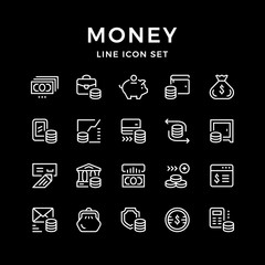 Set line icons of money