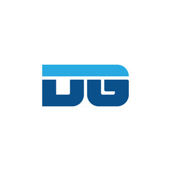 Initial letter DG, straight linked line bold logo, simple flat blue colors