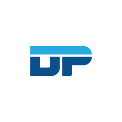 Initial letter DP, straight linked line bold logo, simple flat blue colors