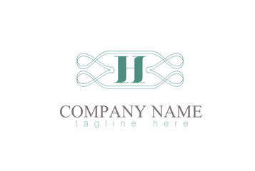 Vector Letter H Decorative Ornament Frame Design.