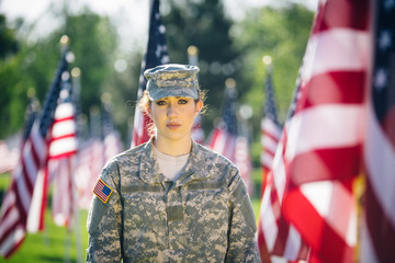 Portrait of hispanic American female soldier