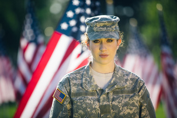 Portrait of hispanic American female soldier